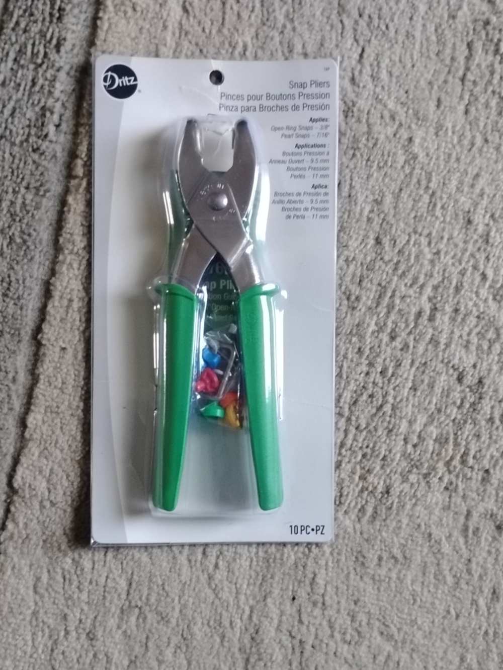 Green Snap Pliers - Handy Button Press Tool